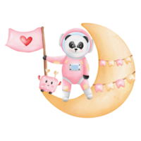 watercolor cute animals in an astronaut suit in space, children illustration png