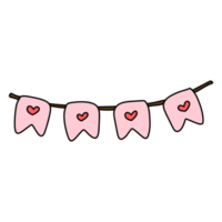 Party Flags with Heart, Valentines day png