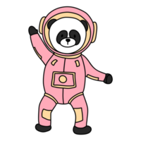 schattig panda in een astronaut pak in ruimte, kinderen illustratie png