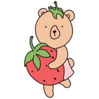 süßes hirsch im erdbeerkostüm, zeichentrickfigur, kawaii tiere und erdbeere png