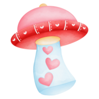 aquarelle ufo aliens saint valentin. concept de la saint-valentin de l'espace png