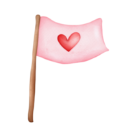drapeaux aquarelles avec coeur, saint valentin png