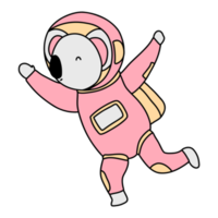 cute koala in an astronaut suit in space, children illustration png