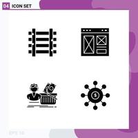 Pack of creative Solid Glyphs of railways salary transportation internet basket Editable Vector Design Elements