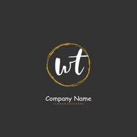 WT Initial handwriting and signature logo design with circle. Beautiful design handwritten logo for fashion, team, wedding, luxury logo. vector