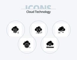 paquete de iconos de glifo de tecnología de nube 5 diseño de iconos. nube. intercambio. en línea. expediente. informática vector