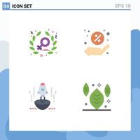 Modern Set of 4 Flat Icons and symbols such as feminism startup discount launch spaceship Editable Vector Design Elements