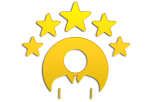 Five rating star illustration PNG on transparent background