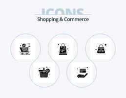 Shopping And Commerce Glyph Icon Pack 5 Icon Design. purse. handbag. global delivery. shopping. bag vector