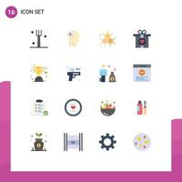 Set of 16 Modern UI Icons Symbols Signs for gun reward chemist achievement love Editable Pack of Creative Vector Design Elements