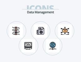 Data Management Line Filled Icon Pack 5 Icon Design. . data . profile . worldwide . earth vector