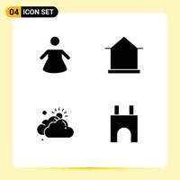 Modern Set of Solid Glyphs Pictograph of people day home shack castle Editable Vector Design Elements