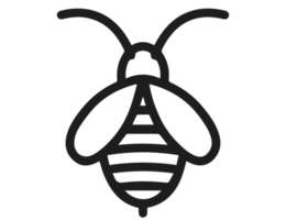 Bee icon. Symbol silhouette of a honey bee sign on transparent background png