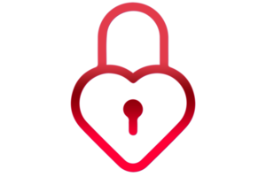 icon of locked heart shape lock on transparent background. png