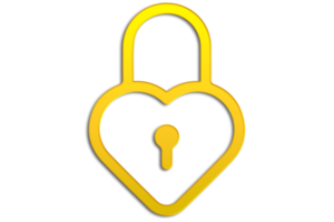 icon of locked heart shape lock on transparent background. png