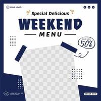 Delicious food menu and restaurant social media post template vector