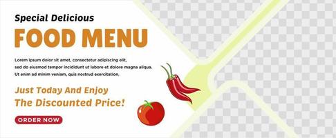 Delicious food menu and restaurant social media post template vector