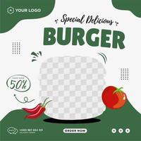 Delicious food menu and restaurant social media post template vector