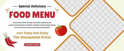 Delicious food menu and restaurant social media post template vector