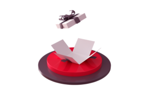 3d de maqueta de caja de regalo sorpresa abierta. Ilustración de procesamiento 3d. png