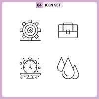 4 Universal Line Signs Symbols of coding clock gear suitcase wristwatch Editable Vector Design Elements