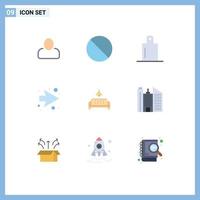 Group of 9 Flat Colors Signs and Symbols for business home preparation lump sofa Editable Vector Design Elements