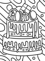 pastel de dos capas comida dulce página para colorear para niños vector