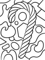 Candy Cane Sweet Food Coloring Page for Kids vector