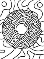 Donut Sweet Food Coloring Page for Kids vector