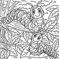 Mother Caterpillar and Baby Caterpillar Coloring vector