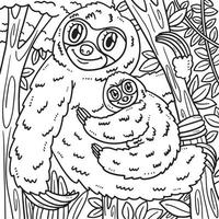 Mother Sloth and Baby Sloth Coloring Page for Kids vector