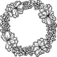 Flower Wreath Spring Coloring Page for Adults vector