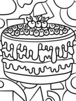 Cake Sweet Food Coloring Page for Kids vector