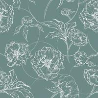 Hand drawn vector seamless pattern with peony flowers, buds and leaves. Isolated on white background. Design for invitations, wedding or greeting cards, wallpaper, print, textile, wrapping paper