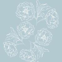 Hand drawn vector seamless pattern with peony flowers, buds and leaves. Isolated on white background. Design for invitations, wedding or greeting cards, wallpaper, print, textile, wrapping paper