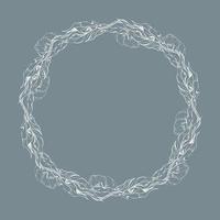 Hand drawn vector circle frame wreath arrangement with peony flowers, buds and leaves. Isolated on white background. Design for invitations, wedding or greeting cards, wallpaper, print, textile