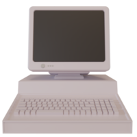 estilo vintage de computador pessoal antiquado branco. ilustração 3D png