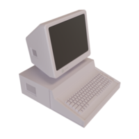 estilo vintage de computadora personal antigua blanca. ilustración 3d png