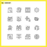 User Interface Pack of 16 Basic Outlines of seo gear amplifier setting volume Editable Vector Design Elements