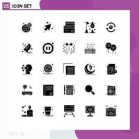 Pack of 25 creative Solid Glyphs of refresh science credit experiment burner Editable Vector Design Elements