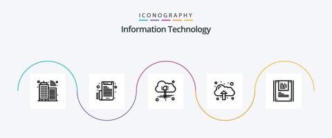 Information Technology Line 5 Icon Pack Including . data. computing. cryptography. upload vector