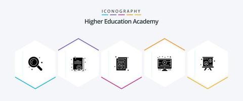 Academy 25 Glyph icon pack including . presentation. calculator. lecture. tutorial vector