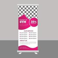 body fitness gym roll up banner standee para negocios de gimnasio vector