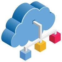 Cloud Network - Isometric 3d illustration. vector