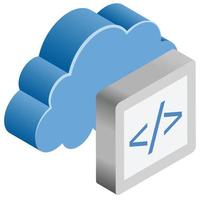 Cloud Coding - Isometric 3d illustration. vector