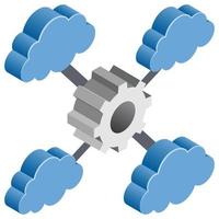Cloud Network Setting - Isometric 3d illustration.