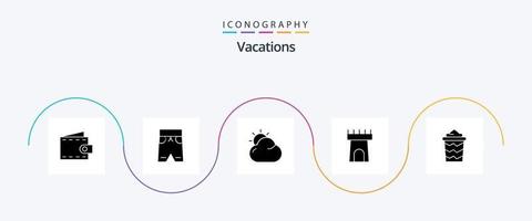 Vacations Glyph 5 Icon Pack Including castle . short . sun. beach vector