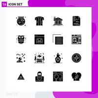 Pictogram Set of 16 Simple Solid Glyphs of onion ring school architecture document federal Editable Vector Design Elements