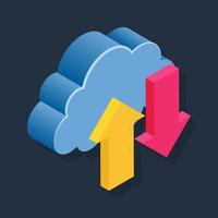 Transfer Cloud Data - Isometric 3d illustration. vector