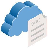 Cloud Document - Isometric 3d illustration. vector